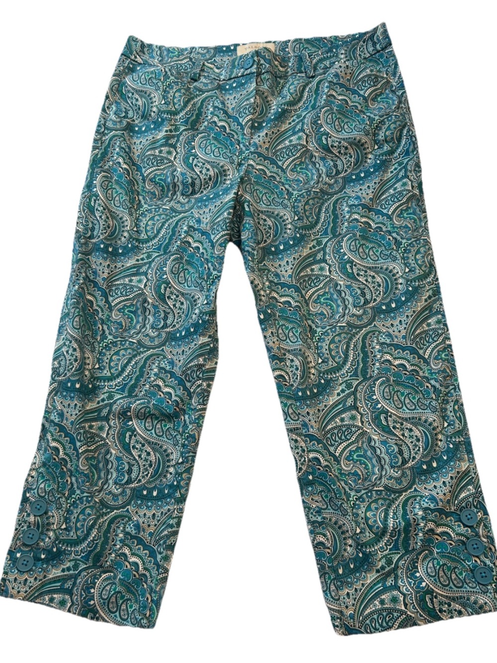 Talbots Women’s Size 8 Skimmer Cropped Blue Paisley Print Pants